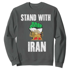 Free Iran Support Iranian MIGA Sweatshirt Stand With Iran TS14 Dark Heather Print Your Wear