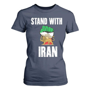 Free Iran Support Iranian MIGA T Shirt For Women Stand With Iran TS14 Navy Print Your Wear