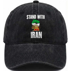 Free Iran Support Iranian MIGA Washed Cotton Baseball Cap Stand With Iran TS14 Washed Cap Universal Fit Black Print Your Wear