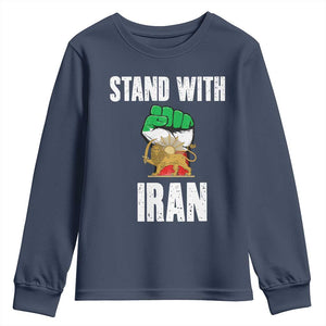 Free Iran Support Iranian MIGA Youth Sweatshirt Stand With Iran TS14 Navy Print Your Wear