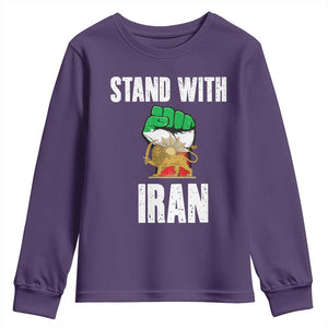Free Iran Support Iranian MIGA Youth Sweatshirt Stand With Iran TS14 Purple Print Your Wear