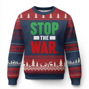 Free Iran Support Iranian MIGA Ugly Christmas Sweater Stop The War TS14 Navy Red Print Your Wear