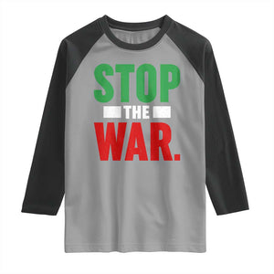 Free Iran Support Iranian MIGA Raglan Shirt Stop The War TS14 Sport Gray Black Print Your Wear