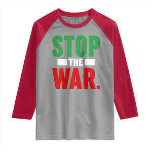 Free Iran Support Iranian MIGA Raglan Shirt Stop The War TS14 Sport Gray Red Print Your Wear
