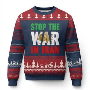 Free Iran Support Iranian MIGA Ugly Christmas Sweater Stop The War In Iran TS14 Navy Red Print Your Wear