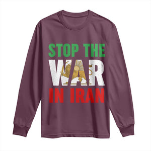 Free Iran Support Iranian MIGA Long Sleeve Shirt Stop The War In Iran TS14 Maroon Print Your Wear
