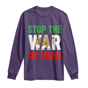 Free Iran Support Iranian MIGA Long Sleeve Shirt Stop The War In Iran TS14 Purple Print Your Wear