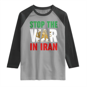 Free Iran Support Iranian MIGA Raglan Shirt Stop The War In Iran TS14 Sport Gray Black Print Your Wear