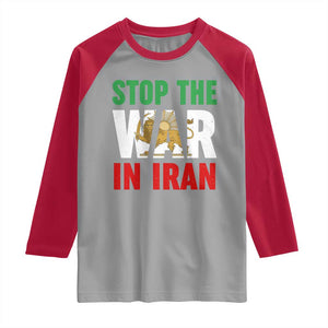 Free Iran Support Iranian MIGA Raglan Shirt Stop The War In Iran TS14 Sport Gray Red Print Your Wear