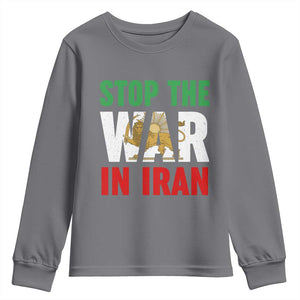 Free Iran Support Iranian MIGA Youth Sweatshirt Stop The War In Iran TS14 Charcoal Print Your Wear