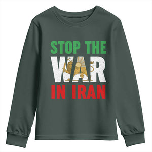 Free Iran Support Iranian MIGA Youth Sweatshirt Stop The War In Iran TS14 Dark Forest Green Print Your Wear