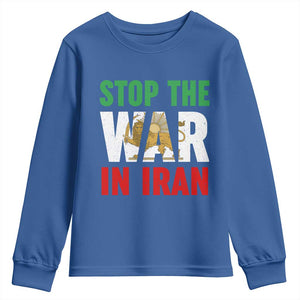 Free Iran Support Iranian MIGA Youth Sweatshirt Stop The War In Iran TS14 Royal Blue Print Your Wear