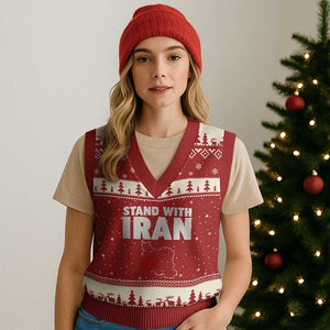 Free Iran Support Iranian MIGA V-Neck Knit Sweater Vest TS14 Red Beige Print Your Wear