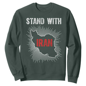 Free Iran Support Sweatshirt Stand With Iran TS14 Dark Forest Green Print Your Wear