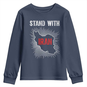 Free Iran Support Youth Sweatshirt Stand With Iran TS14 Navy Print Your Wear