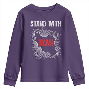 Free Iran Support Youth Sweatshirt Stand With Iran TS14 Purple Print Your Wear