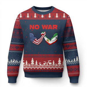 Free Iran Ugly Christmas Sweater No War Support Iranian Freedom TS14 Navy Red Print Your Wear