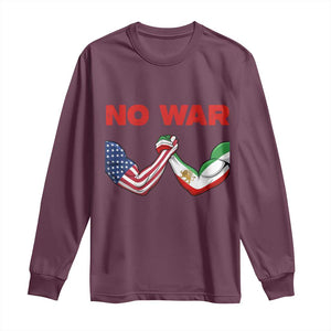 Free Iran Long Sleeve Shirt No War Support Iranian Freedom TS14 Maroon Print Your Wear