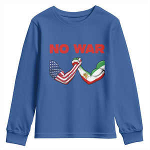 Free Iran Youth Sweatshirt No War Support Iranian Freedom TS14 Royal Blue Print Your Wear
