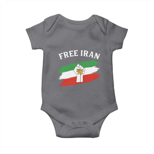 Free Iran Baby Onesie Support Iranian Freedom No War TS14 Charcoal Print Your Wear