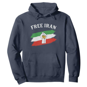 Free Iran Hoodie Support Iranian Freedom No War TS14 Navy Print Your Wear