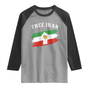 Free Iran Raglan Shirt Support Iranian Freedom No War TS14 Sport Gray Black Print Your Wear