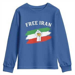 Free Iran Youth Sweatshirt Support Iranian Freedom No War TS14 Royal Blue Print Your Wear