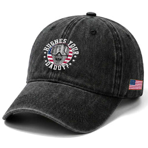 Funny Hughes Your Daddy Ice Hockey Fan Washed Cotton Baseball Cap Golden Goal Champions Celebration TS14 Print Your Wear