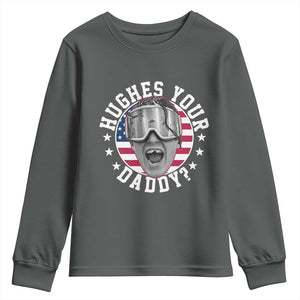 Funny Hughes Your Daddy Ice Hockey Fan Youth Sweatshirt Golden Goal Champions Celebration TS14 Dark Heather Print Your Wear