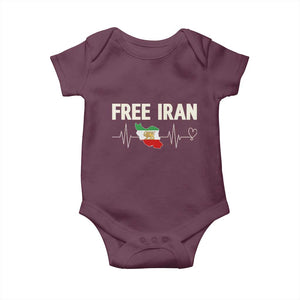 Free Iran Flag Baby Onesie Support Iranian Freedom TS14 Maroon Print Your Wear