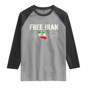Free Iran Flag Raglan Shirt Support Iranian Freedom TS14 Sport Gray Black Print Your Wear