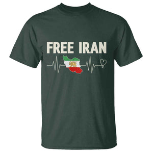 Free Iran Flag T Shirt Support Iranian Freedom TS14 Dark Forest Green Print Your Wear