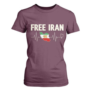 Free Iran Flag T Shirt For Women Support Iranian Freedom TS14 Maroon Print Your Wear