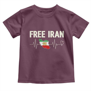 Free Iran Flag Toddler T Shirt Support Iranian Freedom TS14 Maroon Print Your Wear