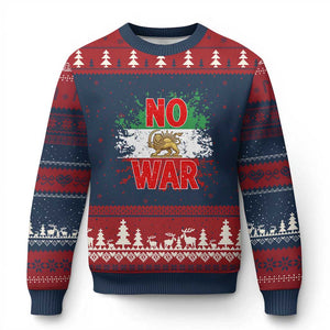 Free Iran Flag Ugly Christmas Sweater No War Support Iranian Freedom TS14 Navy Red Print Your Wear