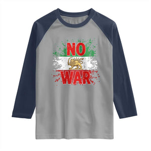 Free Iran Flag Raglan Shirt No War Support Iranian Freedom TS14 Sport Gray Navy Print Your Wear