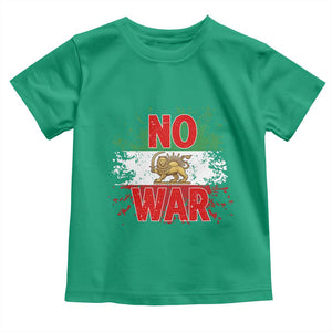 Free Iran Flag Toddler T Shirt No War Support Iranian Freedom TS14 Irish Green Print Your Wear