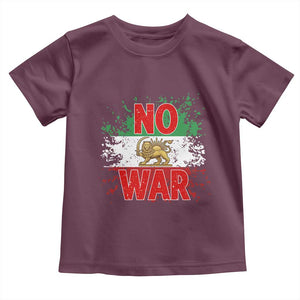 Free Iran Flag Toddler T Shirt No War Support Iranian Freedom TS14 Maroon Print Your Wear