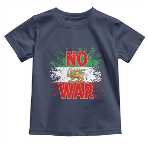 Free Iran Flag Toddler T Shirt No War Support Iranian Freedom TS14 Navy Print Your Wear
