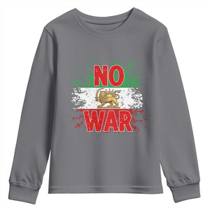 Free Iran Flag Youth Sweatshirt No War Support Iranian Freedom TS14 Charcoal Print Your Wear