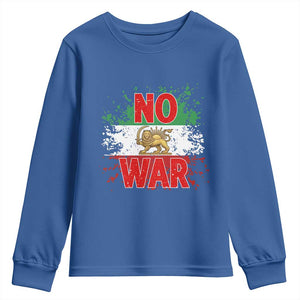 Free Iran Flag Youth Sweatshirt No War Support Iranian Freedom TS14 Royal Blue Print Your Wear
