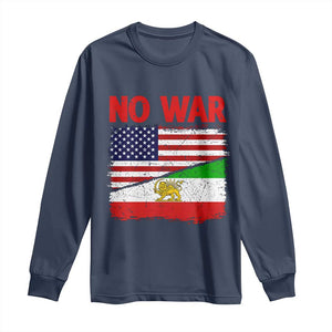 Free Iran Long Sleeve Shirt No War Peace American Iran Unity TS14 Navy Print Your Wear