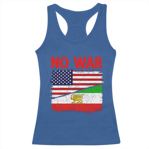 Free Iran Racerback Tank Top No War Peace American Iran Unity TS14 Royal Blue Print Your Wear