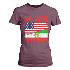 Free Iran T Shirt For Women No War Peace American Iran Unity TS14 Maroon Print Your Wear