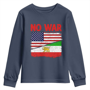 Free Iran Youth Sweatshirt No War Peace American Iran Unity TS14 Navy Print Your Wear