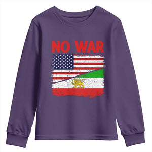 Free Iran Youth Sweatshirt No War Peace American Iran Unity TS14 Purple Print Your Wear