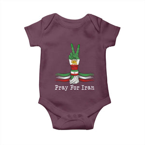 Free Iran Support Baby Onesie Pray For Iran TS14 Maroon Print Your Wear
