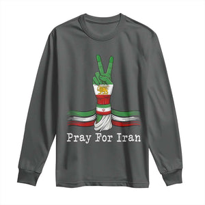 Free Iran Support Long Sleeve Shirt Pray For Iran TS14 Dark Heather Print Your Wear
