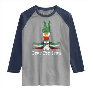 Free Iran Support Raglan Shirt Pray For Iran TS14 Sport Gray Navy Print Your Wear