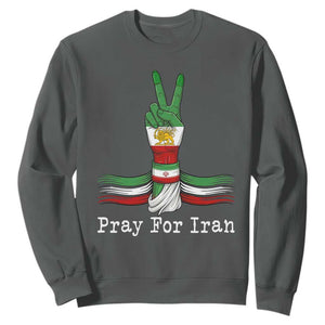 Free Iran Support Sweatshirt Pray For Iran TS14 Dark Heather Print Your Wear